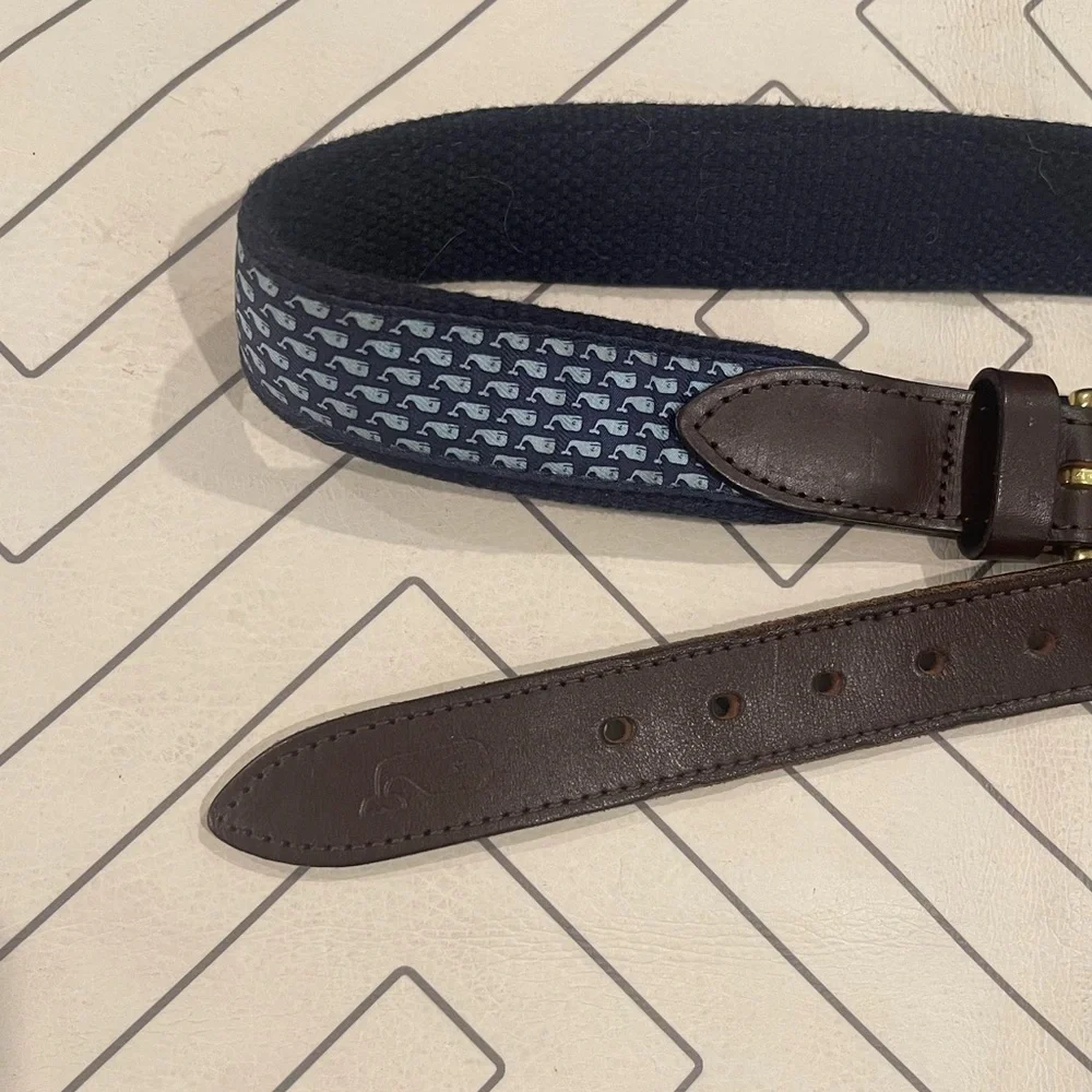 Vineyard Vines Brown and Blue Whale Belt